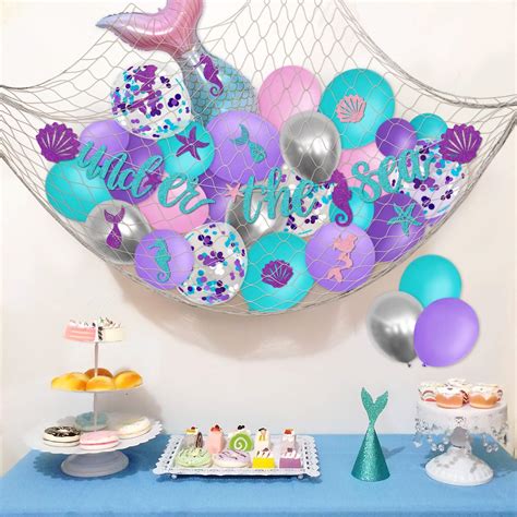 Buy Under The Sea Mermaid Party Balloons Banner Net Backdrop Kit Girls