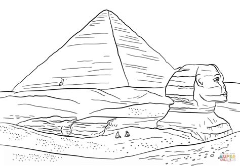 Sphinx And Great Pyramid Of Giza Coloring Page Free Printable Coloring Pages