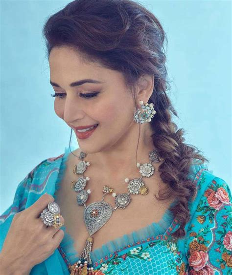 Madhuri Dixit In Blue Torani Lehenga For Dance Deewane Fashionworldhub