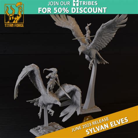 D Printable Sylvan Elves Kestral Knights By Titan Forge Miniatures