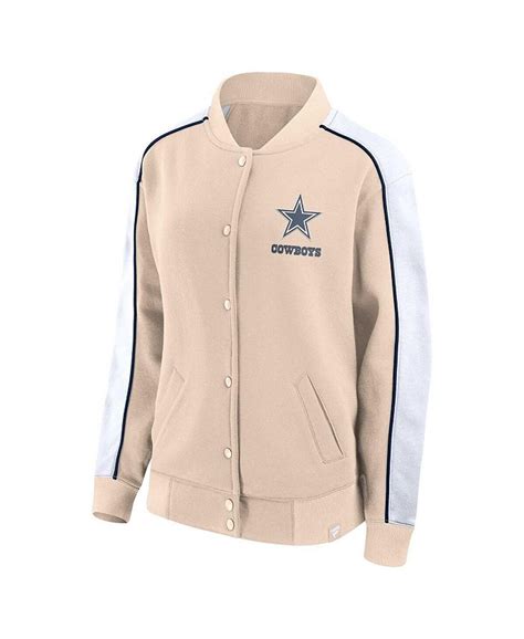 Fanatics Womens Tan Dallas Cowboys Lounge Full Snap Varsity Jacket