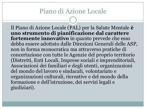 Il Piano Di Azione Locale Pal Per La Salute Mentale
