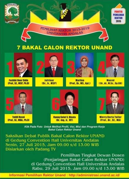 Sosiologi Bakal Calon Rektor UNAND Periode 2015 2019 Dan Informasi