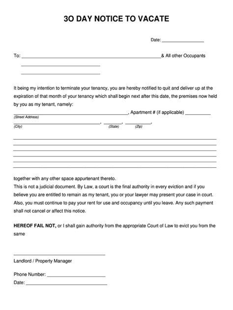 30 Day Eviction Notice Template