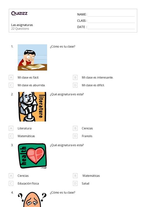 50 Alemán hojas de trabajo para Grado 6 en Quizizz Gratis e Imprimible