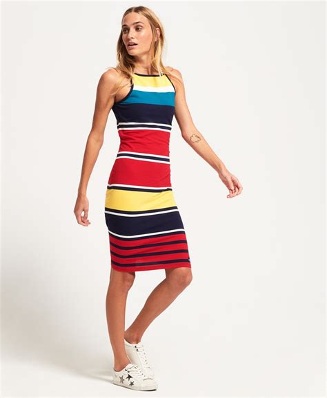 Womens Strappy Stripe Midi Dress In Pacific Red Stripe Superdry