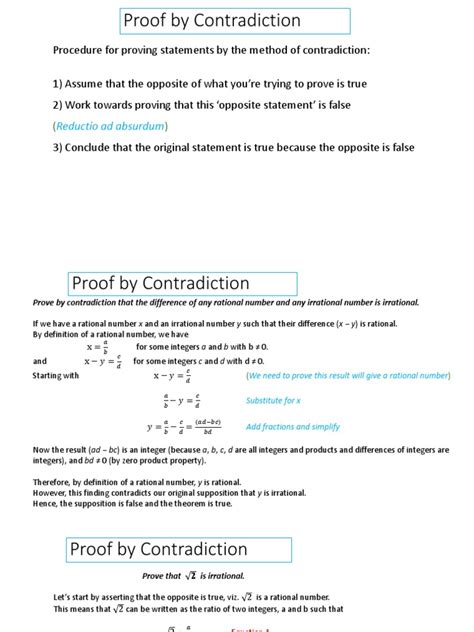 Proof By Contradiction Mathematical Proof Number Theory