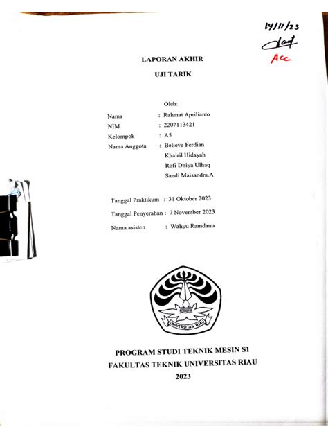 Laporan Uji Tarik Material Teknik Pdf