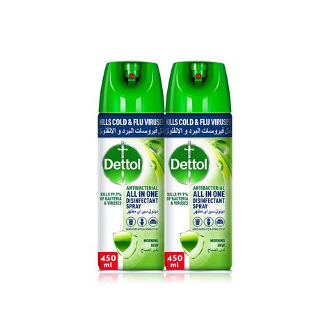 Dettol Antibacterial All In One Disinfectant Spray Morning Dew 2x450ml Spinneys Uae