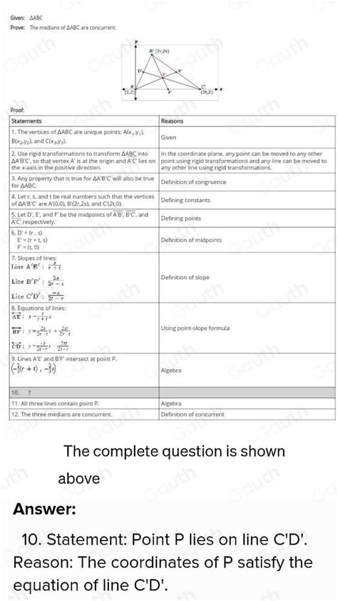 Solved Given Abc Prove The Medians Of Abc Are Concurrent Proof