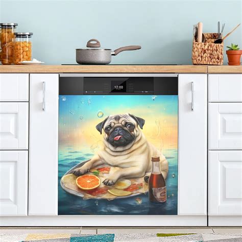 Cute Pug Dog Dishwasher Magnet Cover Magnetic Dishwasher