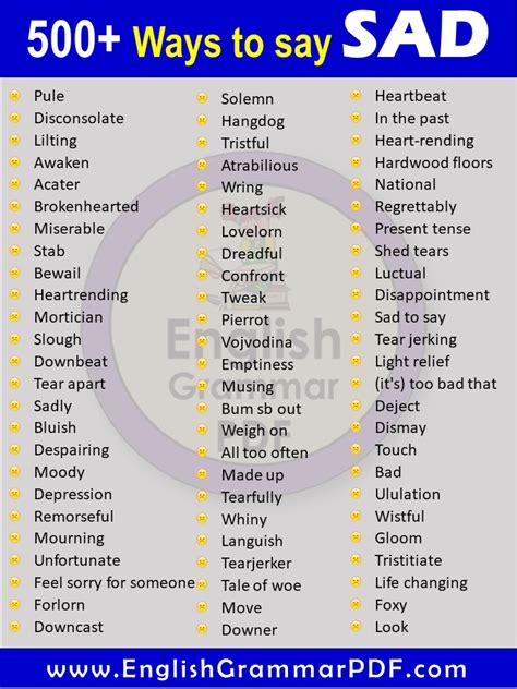 What S Another Word For Sad Sad Synonyms List English Grammar Pdf