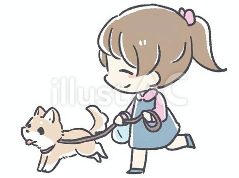 犬の散歩をする女の子イラスト No 2227986｜無料イラスト・フリー素材なら「イラストac」