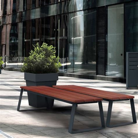 Banc public contemporain BALLADE BOIS ROSSIGNOL en acier à