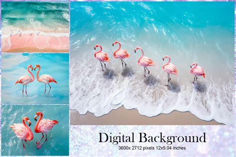 Flamingo Sea Beach Background Wallpaper Graphic by sistadesign29 · Creative Fabrica