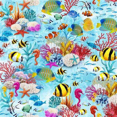 Timeless Treasures Under The Sea Treasures Tropical Fish 100 Cotton