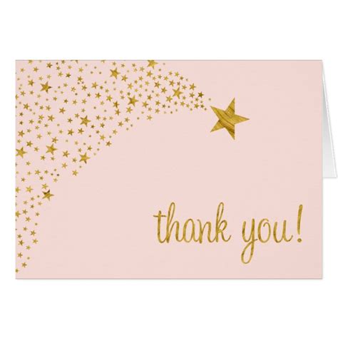 Twinkle Little Shooting Star Pink Gold Thank You Card Zazzle