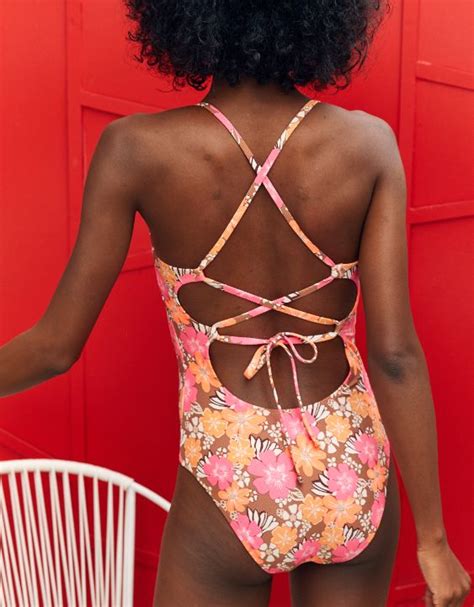 Aerie Pique Strappy Back One Piece Swimsuit