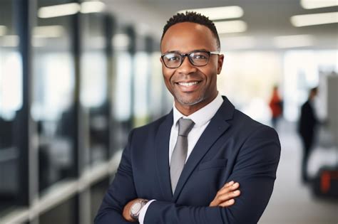 Premium Photo Confident Businessman Standing With Arms Crossed