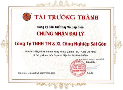 GiẤy ChỨng NhẬn ĐẠi LÝ