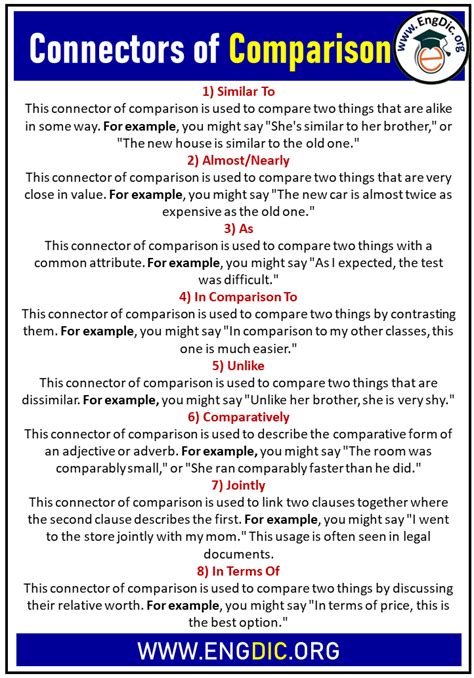 Connectors Of Comparison Definition And Example Sentences Engdic