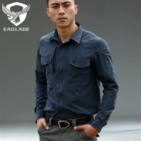 Eaglade Tactical Cargo Shirt In Blue Quick Drying Stretchable Qz7422 Shopee Malaysia