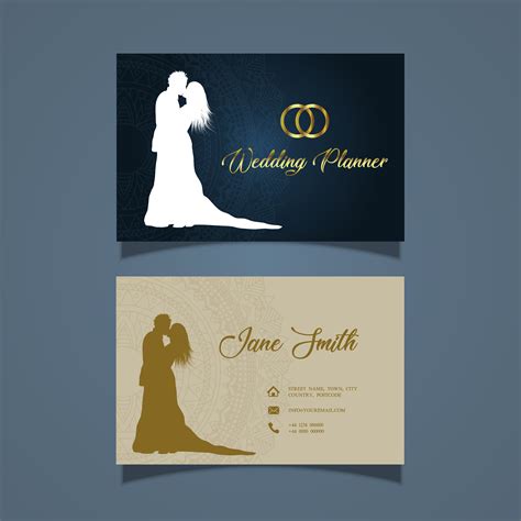 Elegant Business Card Design For A Wedding Planner Vector Art At