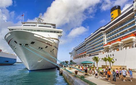 Nassau Bahamas February 2012 Tourists Leave Cruise Ship To Visit