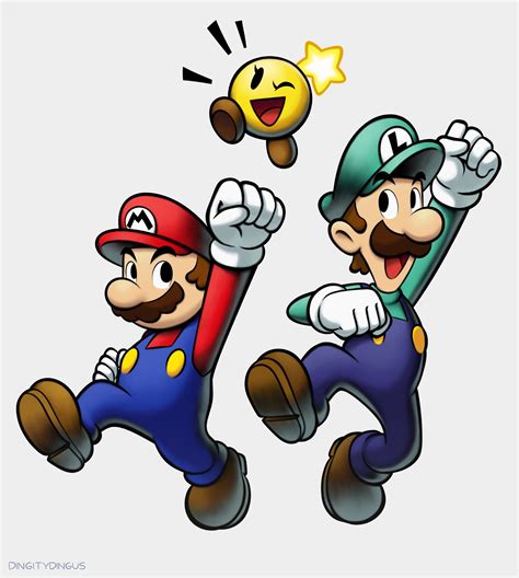 Mario Luigi And Starlow Mario And 1 More Drawn By Vinny