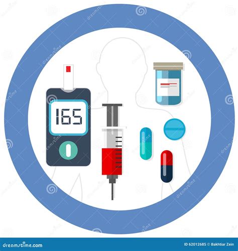 World Diabetes Day Blue Circle Symbol With Icon Vector Blood Glucose Test Insulin Drug Pharmacy ...