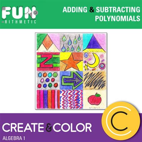 Adding And Subtracting Polynomials Color By Number Funrithmetic