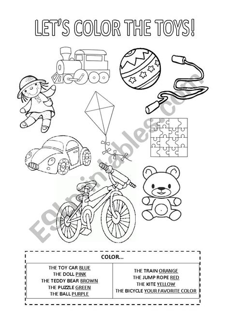 Color The Toys ESL Worksheet By Daniflores