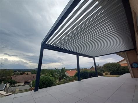 Pergola Bioclimatique Gris Anthracite Stores Clairage Led