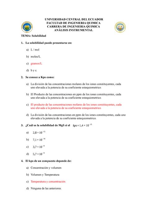 Examen Julio Preguntas Y Respuestas Universidad Central Del