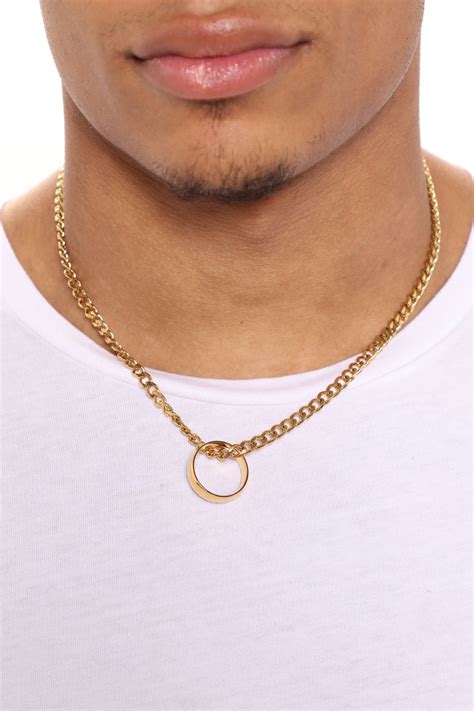 Eternity Ring Pendant Necklace Gold Fashion Nova Mens Jewelry