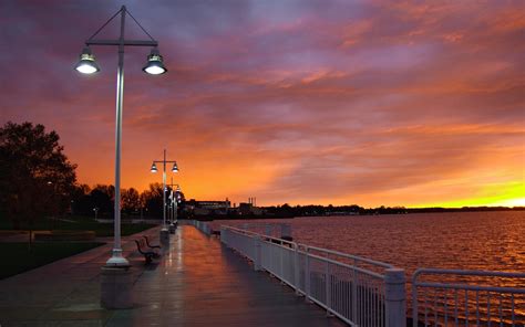 City Embankment Evening Sunset Background HD desktop wallpaper ...