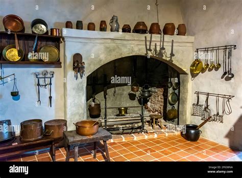 Interiors Of Bauska Castle Kitchen With 16th 17th Century Brass Iron