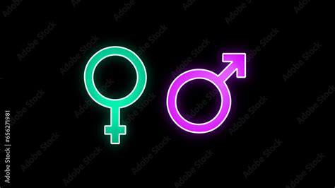 Neon Gender Icon Male Female Sign Of Gender Equality Icon Glowing