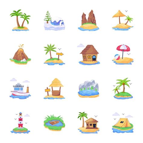 Pack Of Island Flat Vectors 14315075 Vector Art At Vecteezy