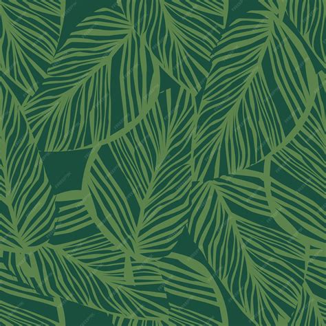 Premium Vector Abstract Exotic Plant Seamless Pattern On Green