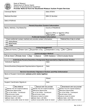 Fillable Online Dmh Mo State Of Missouri Department Of Mental Health