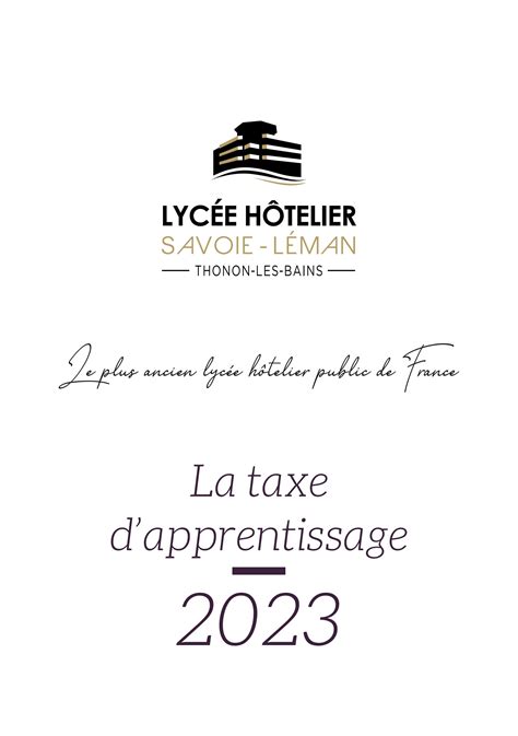 Taxe apprentissage Lycée Hôtelier Savoie Léman by Ekole fr Issuu