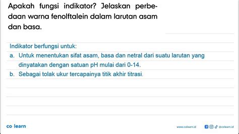 Apakah Fungsi Indikator Jelaskan Perbedaan Warna Fenolftalein Dalam