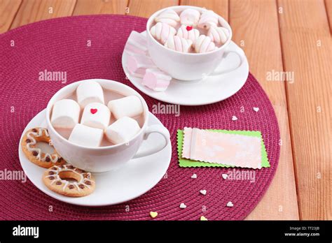 Cups Of Hot Chocolate With Marshmallows Stock Photo Alamy