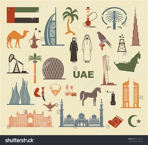 Symbols United Arab Emirates Set Vector Stock Vector Royalty Free