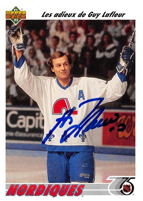 Guy Lafleur autographed hockey card (Quebec Nordiques) 1992 Upper Deck ...