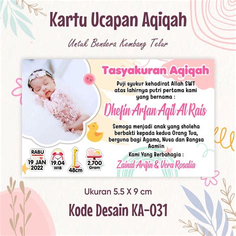 Jual Kartu Ucapan Aqiqah Kartu Kembang Telor Kartu Bayi Lahir