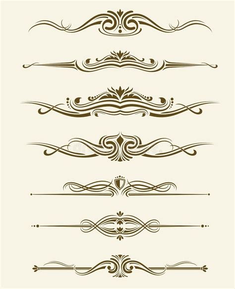 Retro Flourishes Page Dividers Decorative Ornament Borders Vector