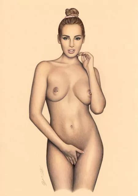 Disegno A Matita Arte Nuda Originale Disegno Nudo Donna Pin Up