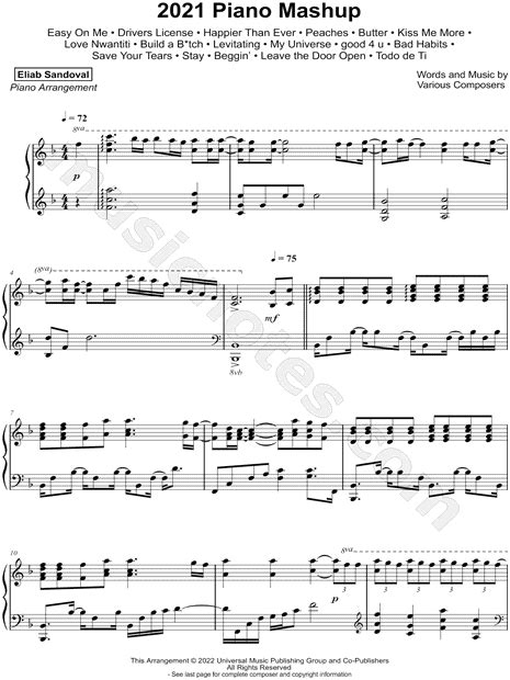 Eliab Sandoval 2021 Piano Mashup Sheet Music Piano Solo In F Major